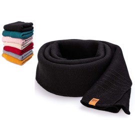 HEYO H19603 Women's Winter Knitted Scarf, Soft, Warm, Knitted with Leather Patch, Made in EU, black