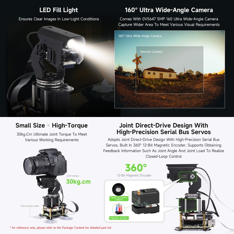 Waveshare 360° Omnidirectional High-Torque 2-Axis Expandable Pan-Tilt Camera Module, Compatible