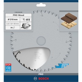 Bosch 1x PRO Wood Circular Saw Blade for Corded Hand-Held Circular Saws (for Softwood, Hardwood, Ø mm, Professional Accessory Hand-Held Circular Saw)