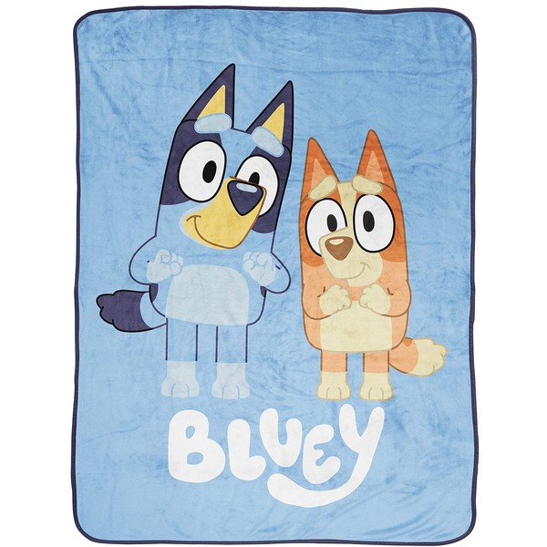 Bluey Again Throw Blanket - Measures 46 x 60 inches, Kids Bedding - Fade Resistant Super Soft Fleece (Official Bluey Product)