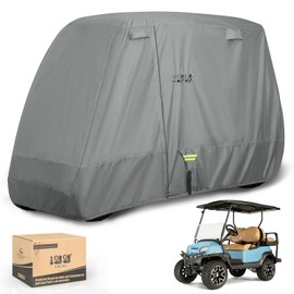 10L0L Golf Cart Covers Universal Fits for Yamaha EZGO Club Car Lifted 2/4 Passengers Golf Cart, 600D Waterproof Windproof UV-Proof Outdoor Polyester Full Cover with 3-Zipper Doors (Gray)