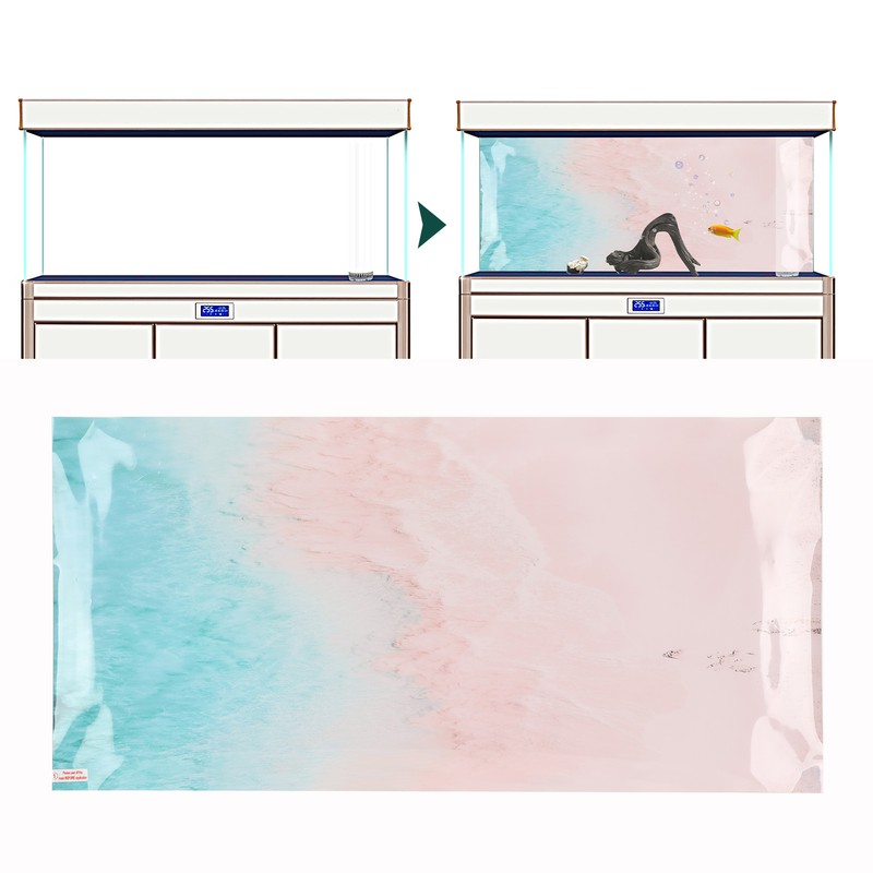 Fish Tank Background Decoration Beach Pattern 3D PVC Self Adhesive