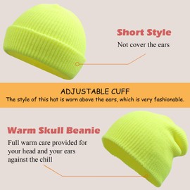 PESAAT Knit Toque for Men Autumn Women Beanie Hats Warm Winter Hat for Women (Fluorescent Green)