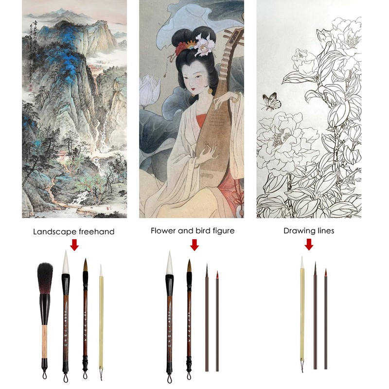 SEAMEW 10-Piece Chinese Calligraphy Brush Set - Premium Writing Brushes