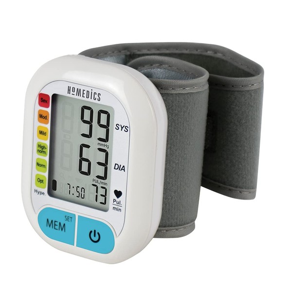 HoMedics Automatic Wrist Blood Pressure Monitor - Compact and Portable, Quick and Easy for a Single User to Measure and Store up to 60 Blood Pressure Measurements