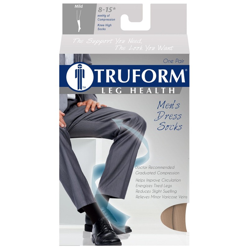 Truform Compression Socks, 8-15 mmHg, Men's Dress Socks, Knee High