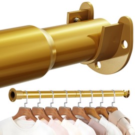 Mavivegue Closet Rod, 17 to 99 Inch Gold Adjustable Closet Rods for Hanging Clothes, Hanging Rod for Closet Wardrobes Laundry RV, Bathroom