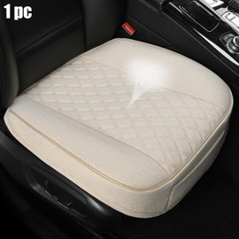 West Llama Linen Front Car Seat Cover Protector Anti-Slip Bottom Seat Cover Fits 95% of Vehicles,Wrapping Around The Bottom,Diamond Pattern(Beige-1Pcs)