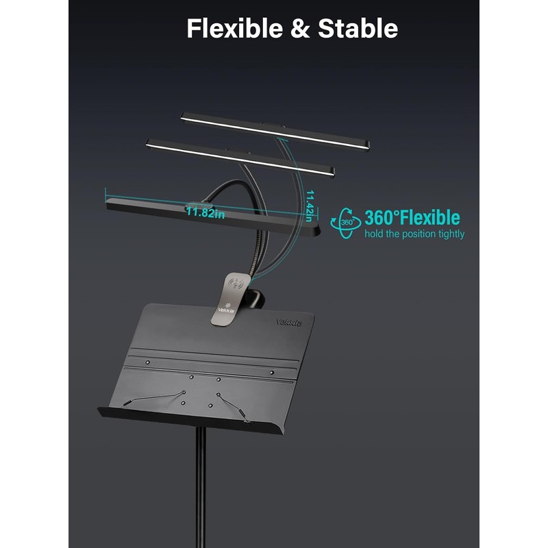 Vekkia Professional 88 LED Rechargeable Music Stand Light - Foldable
