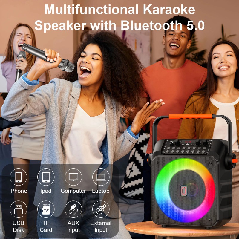 Universal JYX Karaoke Machine With 2 Microphone Portable Party Speaker