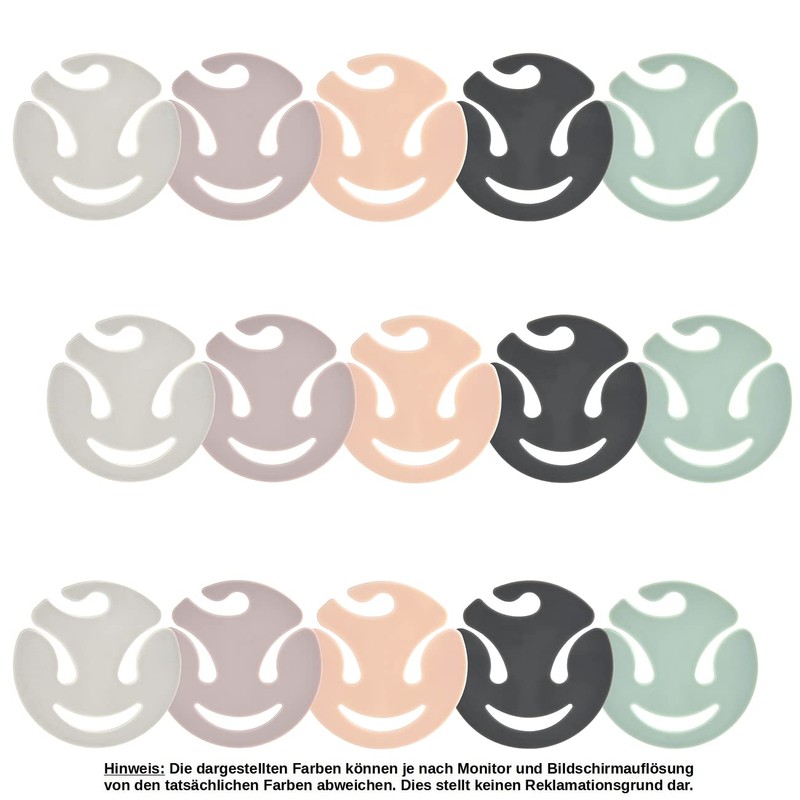 15 Soxy Plastic Sock Clips Light Pink, Anthracite, Mint, Light