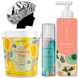 Nawuak Kit Crecimiento y Reparación Cabello, Shampoo y Biomascarilla de Maracuyá, Kiwi, Cebolla, Ajo y Jengibre + Tónico Capilar Crecimiento - Todo Tipo Cabello - Sin Sal/Parabenos - 100% Colombiano
