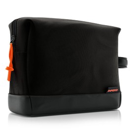 IMPERIO Toiletry Bag for Women, Men & Children - Stylish Design Cosmetic Bag Made of Durable Premium Canvas & Vegan Faux Leather - Waterproof with 5 Litre Storage Space, black, Toiletry bag