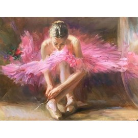 5D Diamond Painting Kits Pink Dress Ballet Girl Full Drill Round Beads Diamond Art Gemstone Cross Stitch DIY Diamond Painting by Number Kits Wall Decoration 12 x 16 inch