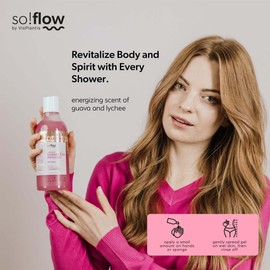 So!Flow Shower Gel Women's Energising Sorbet Shower Gel with Guava & Lychee - Enriched with Passiflora Edulis Extract for Pure Shower Joy Shower Gel Girls Shower Gel Natural Cosmetics Shower Bath