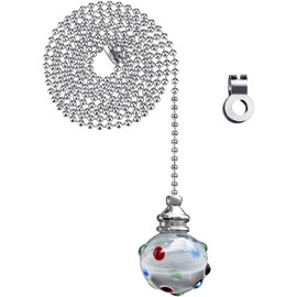 NewZC NewZC Light Pull Chain Extension with Ball Chain 100 cm Length Bathroom Toilet Light/Ceiling Light Fan Switch/Blind Cord Pull Handle Weight Pull Cord - Chrome with Colored Crystal Ball