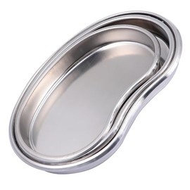 Bandeja Médica de Acero Inoxidable 3 Piezas Tamaño Pequeño Mediano Grande Forma Riñón sin Costuras para Suministros Dentales Profesionales y Procedimientos Clínicos