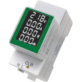Fasizi PZEM-008 AC50-300V/100A LCD Screen Digital Display Multifunctional Guide Rail Table Voltage Tester Ammeter Voltmeter with Backlight