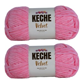 Keche Velvet Yarn for Crocheting, Soft Chenille Bulky Baby Blanket Amigurumi Yarn 2x100 gr (2x132 yds) (2 Skeins) (Baby Pink)