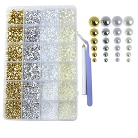 Perlas para manualidades, encantos de uñas, perlas de uña de parte trasera plana, 6 tamaños, cuentas de media perla redonda para adorno, cara, zapatos, vestido, pequeños accesorios para manualidades
