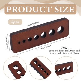 PH PandaHall 7 Hole Wooden Herb Stripper Coconut Brown Kitchen Garden Tool 2PCS Vegetable Leaf Remover Handmade Loose Leaf Stripping Tool Multi Sized Hole Design for Easy Leaf Removal, Hole: 4-15mm