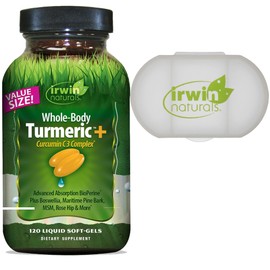Irwin Naturals Whole Body Turmeric + Curcumin C3 Complex (120ct) with Pill Case