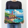 The Plum Penguin Coastal Bluff Lighthouse & Wildflowers Wooden Wall