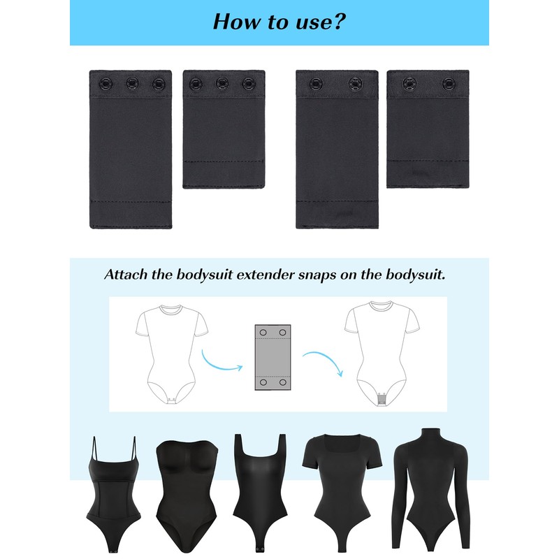 DKUUPEX Women's Bodysuits Extender Snap, Shapewear Bodysuit Crotch Extenders, Adjustable