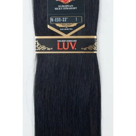 Extensión Cabello Luv Remy 22" Natural Clip Cortina Negro Intenso