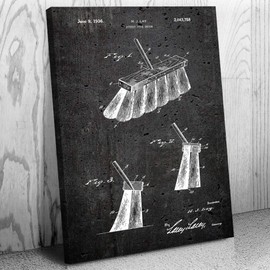 Patent Earth Street Sweepers Broom Canvas Print, Grounds Keeper, Custodian Gifts, Laundry Room Art, School Janitor, Housekeeper Gift Dark Concrete (16 inch x 20 inch)