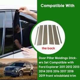 Pillar Post Trim Kits/Door Window B Pillar Glossy Black Cover Compatible with 2011-2019 Ford Explorer-Set of 6 Anti Scratch Stickers Door Pillar Molding Cover Set