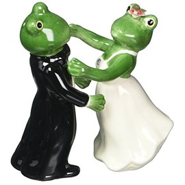 Appletree Design Frog Wedding Couple Salt and Pepper Set, Man 4-1/8-Inch, Woman 3-3/4-Inch