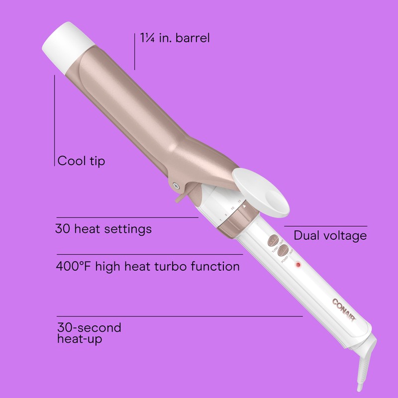 Conair Double Ceramic 1-1/4 Inch Curling Iron, 1.25-Inch Barrel Creates