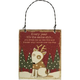 Primitives by Kathy 110005 Sassy Dogs Ornament Set of 5, Wood, Paper, Wire