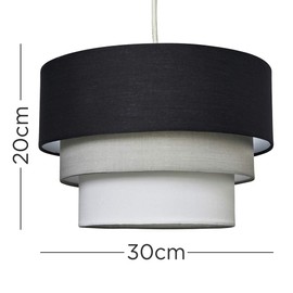 MiniSun Round Modern 3 Tier Fabric Ceiling Pendant Lamp Light Shade in Black