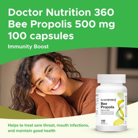 Dr. Nutrition 360 - Bee Propolis 500 mg 100 Capsules - 100% Natural, Non-GMO, Hypoallergenic