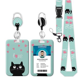 Onevenvi ID Badge Holder with Lanyard, Love Lanyards for Id Badges, Retractable Lanyard with Badge Holder, Badge Reel Heavy Duty with Carabiner Clip, Nurse Teacher Office