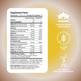 Thrive Activate - Focus & Energy Drink Powder Mix with Real Flavor, 30 Packets- Enhanced Energy, Performance, Vitamin C, Vitamin E, B12 for Mental Clarity (30 Packet, Coconut Pinneapple)