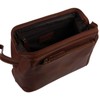 Oakridge Leather Mens Top Frame Washbag/Toiletry Bag - Cognac