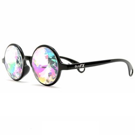 GloFX Black Kaleidoscope Glasses- Rainbow Rave Prism Diffraction