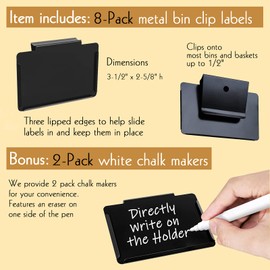 Basket Labels Clip on | Label Holders for Basket or Storage Bins Includes White Chalk Markers (18 Cream Holders + 4 Black Chalk Makers)