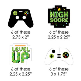 Big Dot of Happiness Game Zone - DIY Shaped Pixel Video Game Party or Birthday Party Cut-Outs - 24 Count
