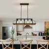 WUZUPS 5-Light Metal Chandelier Imitation Wood Grain Linear Pendant Ceiling
