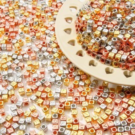 1000pcs Letter Beads Large Alphabet Letter Bead A-Z Plastic Letter Beads for DIY Crafts Bracelet Necklace Earrings Jewelry Making(Golden) (Golden&Silver&Bronze)