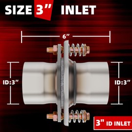 Exhaust Flange 3" Quick Exhaust Flex Spring Flanges with Bolts and Gaskets High Quality 409L Stainless Steel Exhaust Flange Repair Piping Kit
