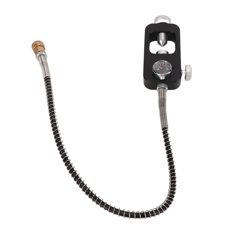 Diving Tank Refill Adapter with Gauge Hose Aluminium Alloy Durable