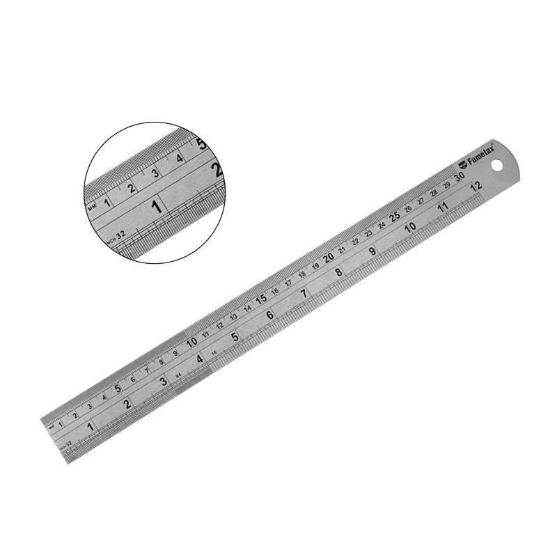 FUMETAX Regla de Acero Inoxidable, 12" Para escuela, Oficina, Hogar,