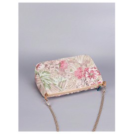 Verdusa Women's Floral Sequin Shoulder Bags Zipper Chain Strap Elegant Evening Handbag, Multicolor, One Size