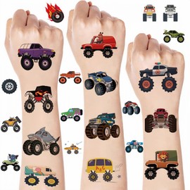 BUYUP Monster truck birthday,Monster Truck Temporary Tattoos for Kids Party Supplies - 10 Sheets Monster Truck Tattoos for Boys Birthday Party Favors Goodie Bag Fillers
