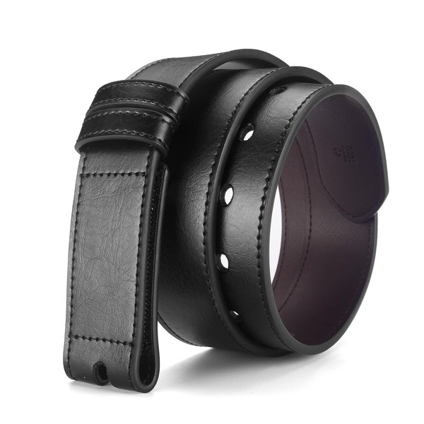 MACBORO 1-1/2" (38mm) Leather Belt Without Buckle Hook and Loop